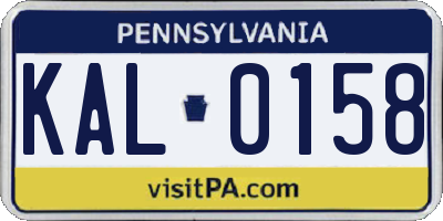 PA license plate KAL0158
