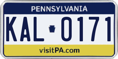 PA license plate KAL0171
