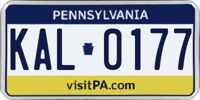 PA license plate KAL0177