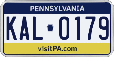 PA license plate KAL0179