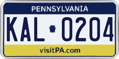 PA license plate KAL0204