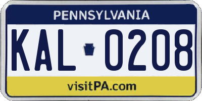 PA license plate KAL0208