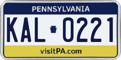 PA license plate KAL0221