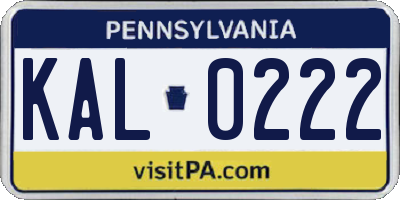 PA license plate KAL0222