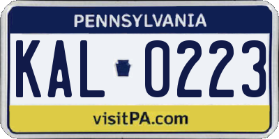PA license plate KAL0223