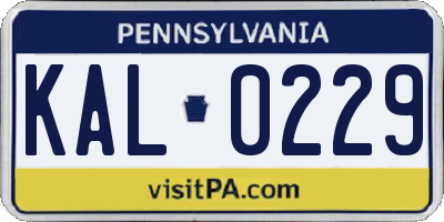 PA license plate KAL0229