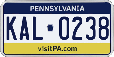 PA license plate KAL0238