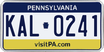 PA license plate KAL0241