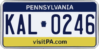 PA license plate KAL0246