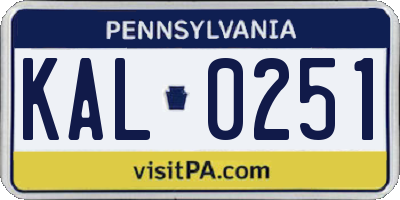 PA license plate KAL0251