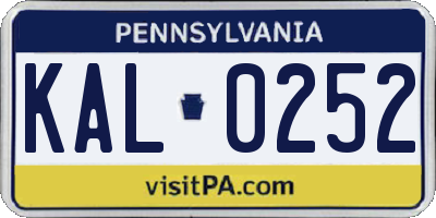 PA license plate KAL0252