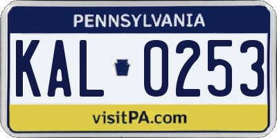 PA license plate KAL0253