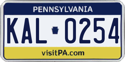 PA license plate KAL0254