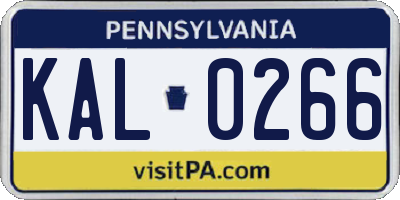 PA license plate KAL0266