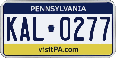 PA license plate KAL0277