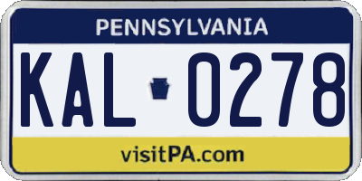 PA license plate KAL0278
