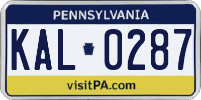 PA license plate KAL0287