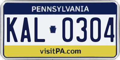 PA license plate KAL0304