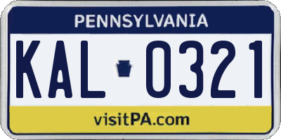 PA license plate KAL0321