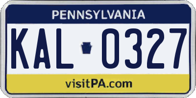 PA license plate KAL0327