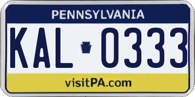 PA license plate KAL0333