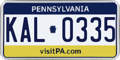 PA license plate KAL0335