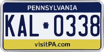 PA license plate KAL0338