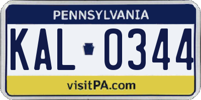 PA license plate KAL0344