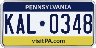 PA license plate KAL0348