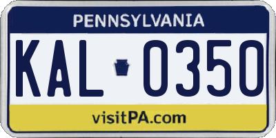 PA license plate KAL0350