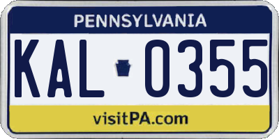 PA license plate KAL0355