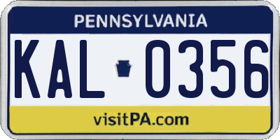 PA license plate KAL0356