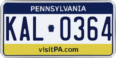 PA license plate KAL0364