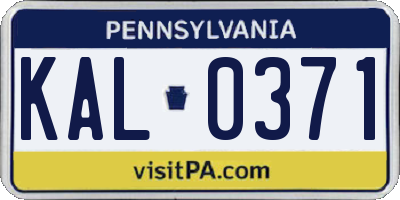 PA license plate KAL0371