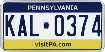 PA license plate KAL0374