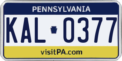 PA license plate KAL0377