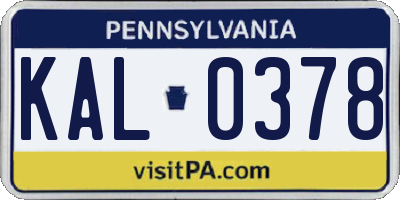 PA license plate KAL0378
