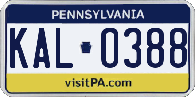 PA license plate KAL0388