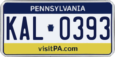 PA license plate KAL0393