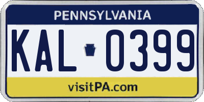 PA license plate KAL0399