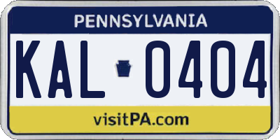 PA license plate KAL0404