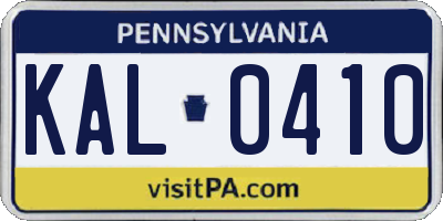 PA license plate KAL0410