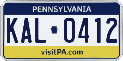 PA license plate KAL0412