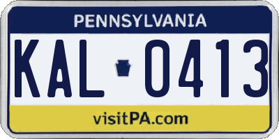 PA license plate KAL0413
