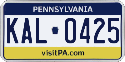 PA license plate KAL0425