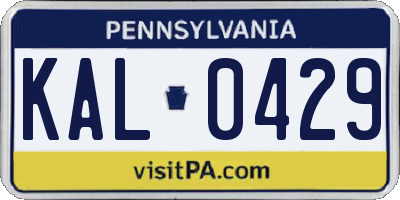 PA license plate KAL0429