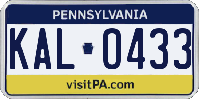 PA license plate KAL0433