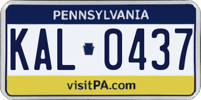 PA license plate KAL0437