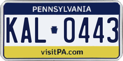 PA license plate KAL0443
