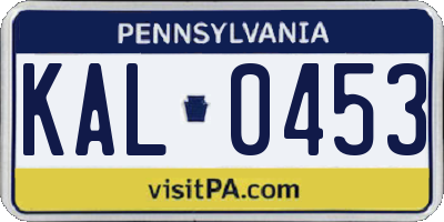 PA license plate KAL0453